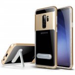 Wholesale Galaxy S9+ (Plus) Clear Armor Bumper Kickstand Case (Gold)